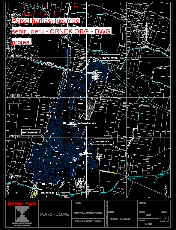 Parsel haritası tucumbe şehir , peru Autocad Çizimi