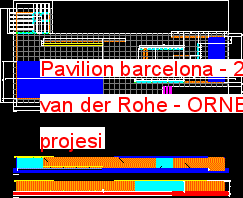Pavilion barcelona - 2d - Mies van der Rohe Autocad Çizimi
