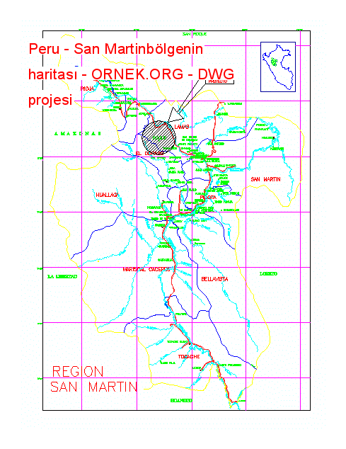 Peru - San Martinbölgenin haritası