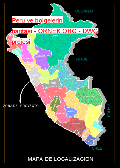 Peru ve bölgelerin haritası