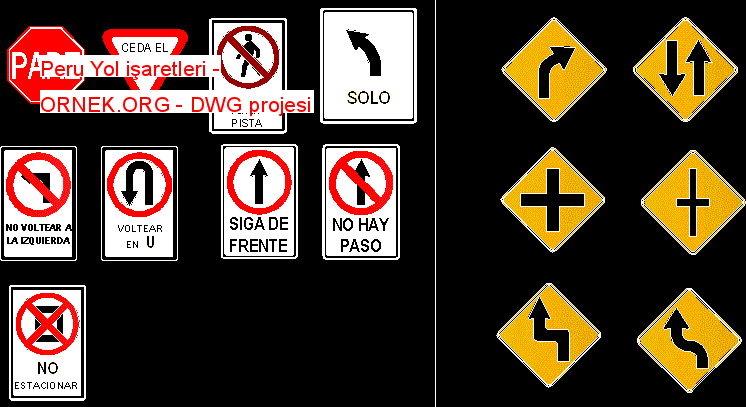 Peru Yol işaretleri Autocad Çizimi