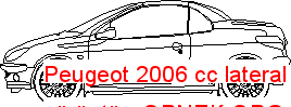 Peugeot 2006 cc lateral görüntü Autocad Çizimi