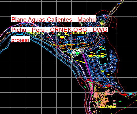 Plane Aguas Calientes - Machu Pichu - Peru Autocad Çizimi