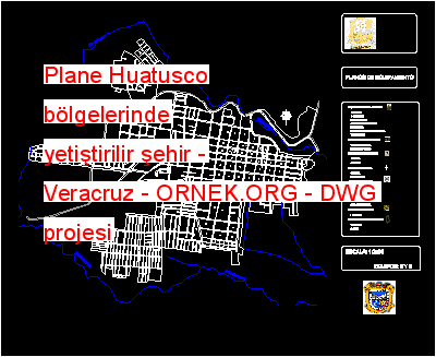 Plane Huatusco bölgelerinde yetiştirilir şehir - Veracruz Autocad Çizimi