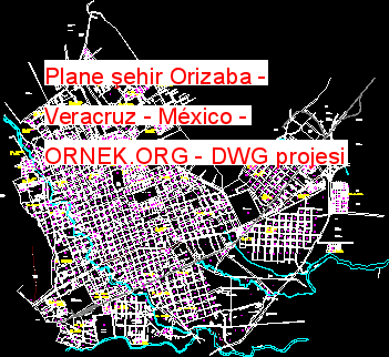 Plane şehir Orizaba - Veracruz - México Autocad Çizimi