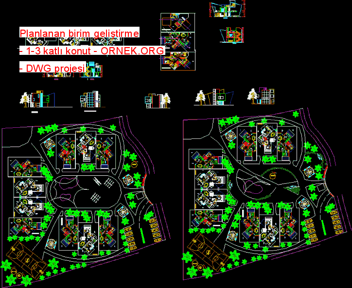 Planlanan birim geliştirme - 1-3 katlı konut Autocad Çizimi