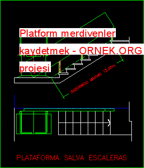 Platform merdivenler kaydetmek Autocad Çizimi