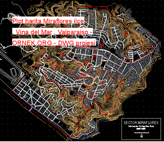 Plot harita Miraflores ilçe , Vina del Mar , Valparaiso