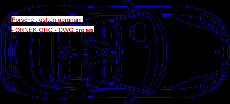 Porsche , üstten görünüm Autocad Çizimi