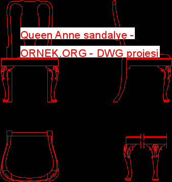 Queen Anne sandalye Autocad Çizimi