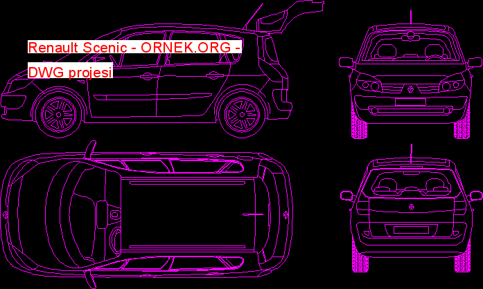 Renault Scenic Autocad Çizimi