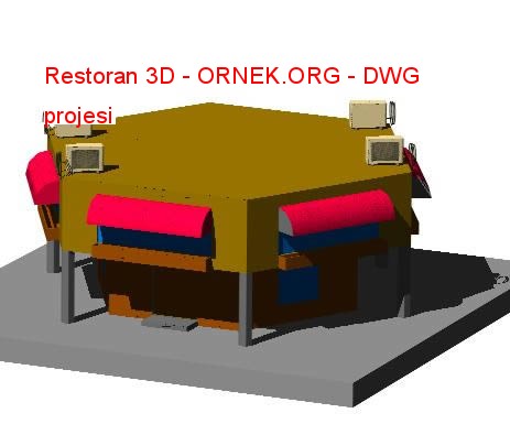 Restoran 3D Autocad Çizimi