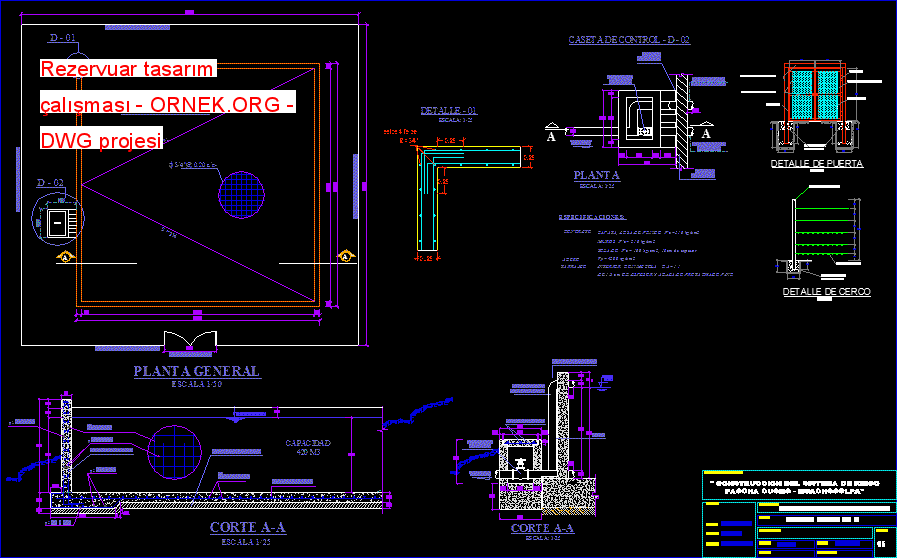 Rezervuar tasarım çalışması Autocad Çizimi