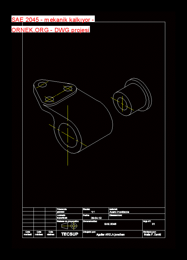 SAE 2045 - mekanik kalkıyor Autocad Çizimi