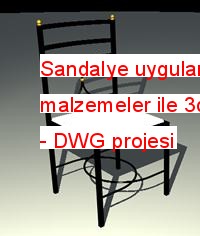Sandalye uygulamalı malzemeler ile 3d