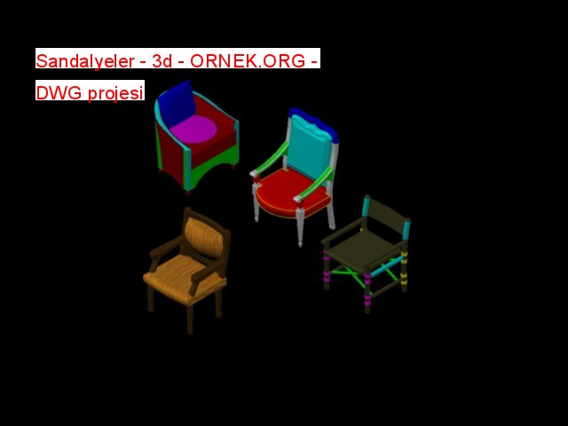 Sandalyeler - 3d Autocad Çizimi