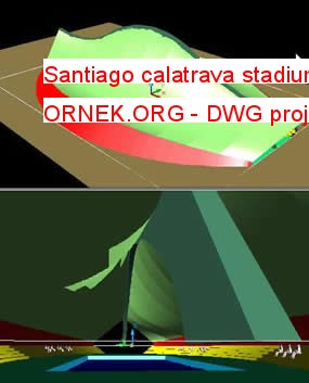 Santiago calatrava stadium Autocad Çizimi