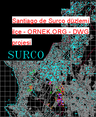Santiago de Surco düzlemi ilçe Autocad Çizimi