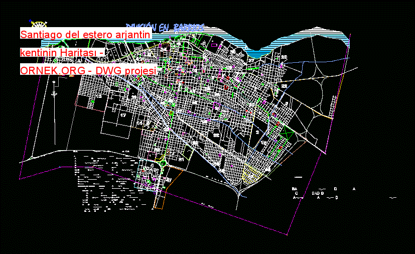 Santiago del estero arjantin kentinin Haritası Autocad Çizimi