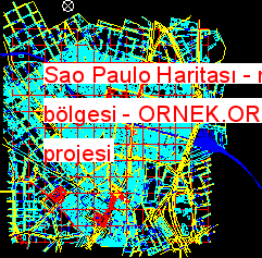 Sao Paulo Haritası - merkez bölgesi Autocad Çizimi