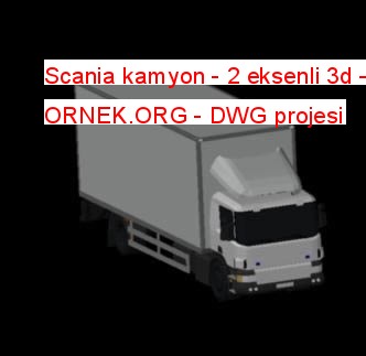 Scania kamyon - 2 eksenli 3d Autocad Çizimi