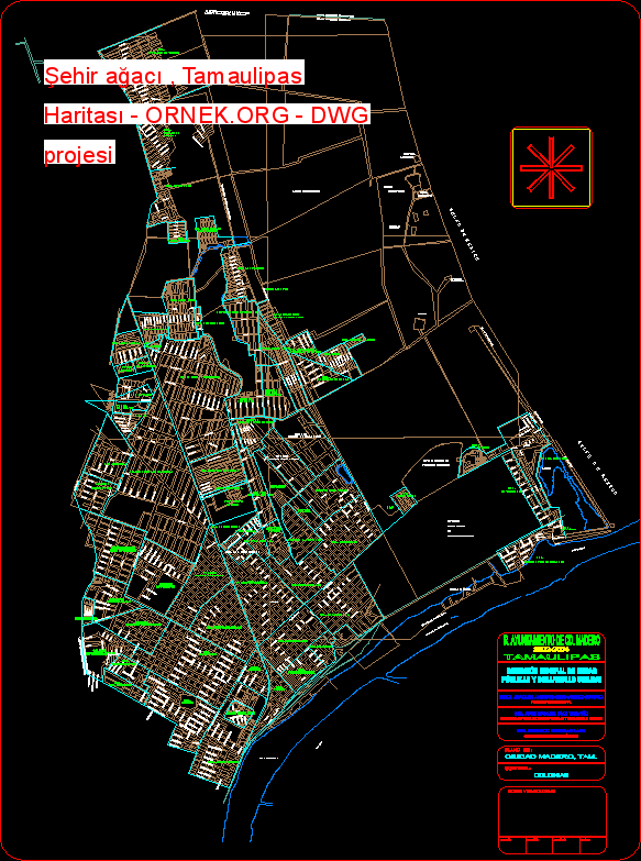 Şehir ağacı , Tamaulipas Haritası Autocad Çizimi