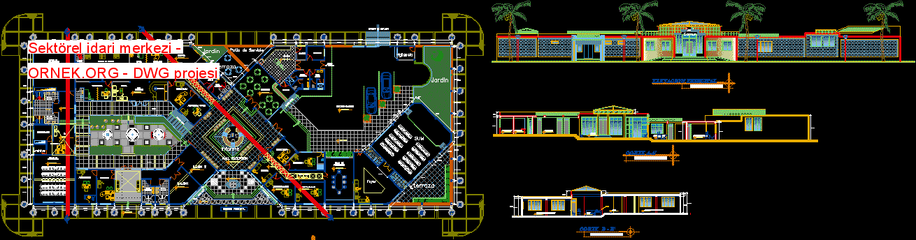 Sektörel idari merkezi Autocad Çizimi