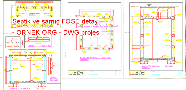 Septik ve sarnıç FOSE detay Autocad Çizimi