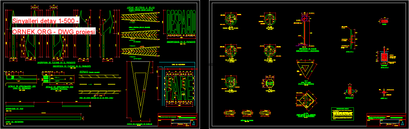 Sinyalleri detay 1-500 Autocad Çizimi