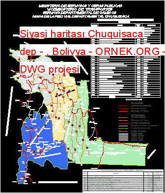 Siyasi haritası Chuquisaca dep - . Bolivya