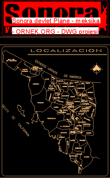 Sonora devlet Plane - meksika Autocad Çizimi