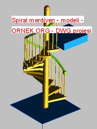 Spiral merdiven - modeli Autocad Çizimi