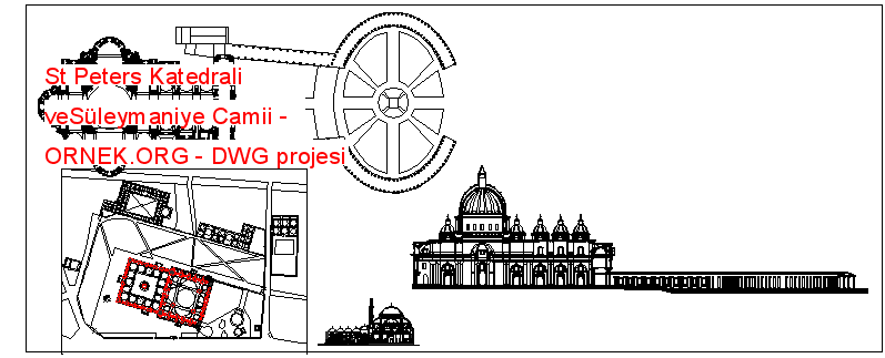 St Peters Katedrali veSüleymaniye Camii Autocad Çizimi