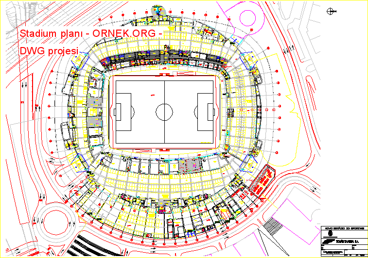 Stadium planı Autocad Çizimi