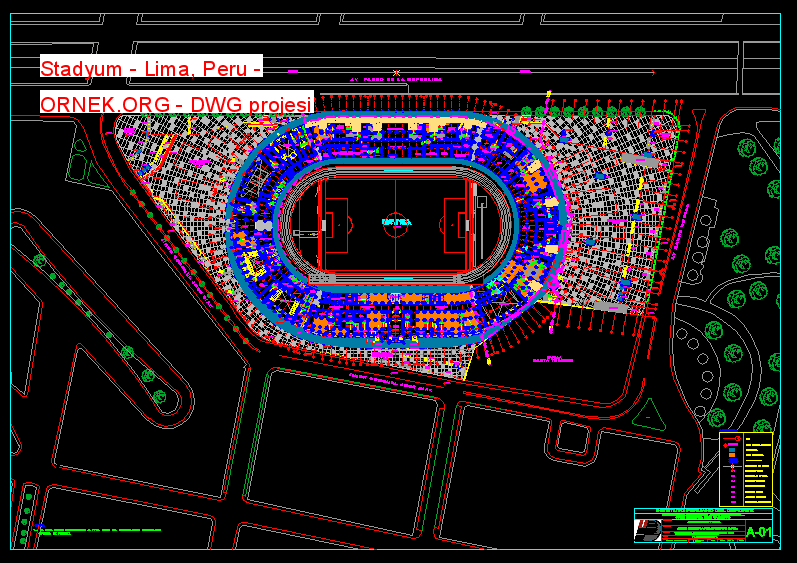 Stadyum - Lima, Peru Autocad Çizimi