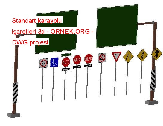 Standart karayolu işaretleri 3d Autocad Çizimi