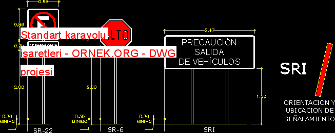 Standart karayolu işaretleri Autocad Çizimi