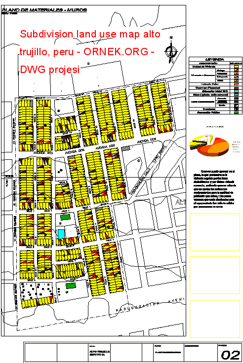 Subdivision land use map alto trujillo, peru Autocad Çizimi
