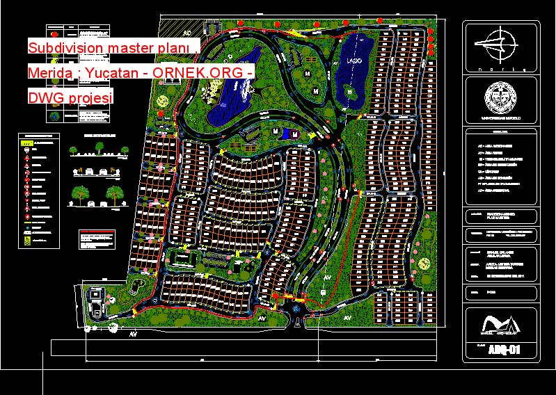 Subdivision master planı , Merida ; Yucatan Autocad Çizimi