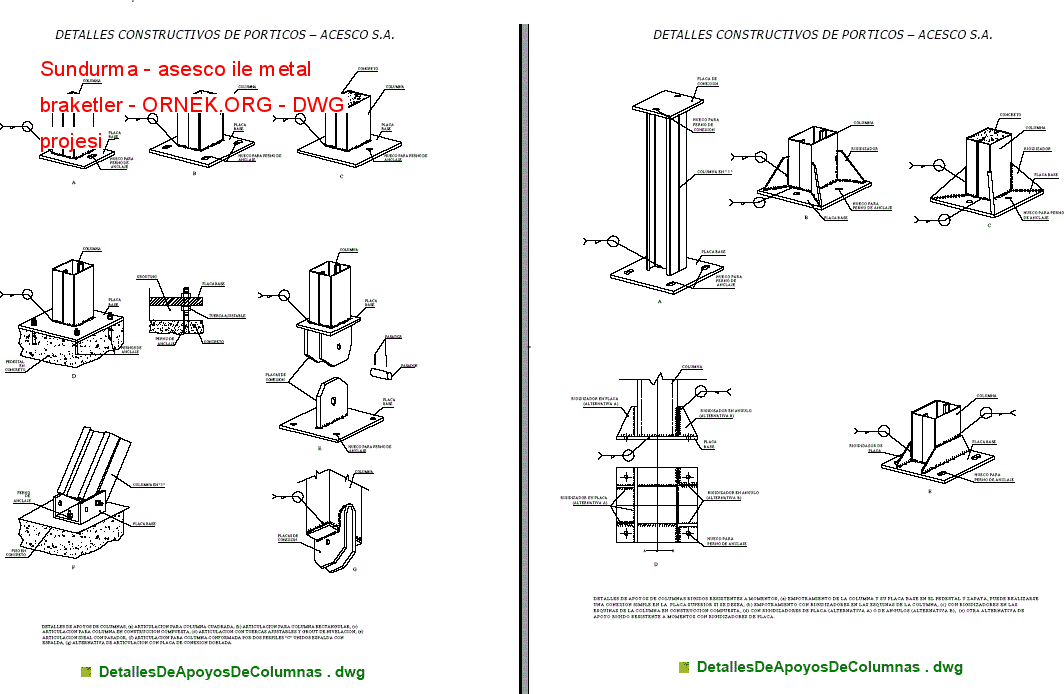 Sundurma - asesco ile metal braketler Autocad Çizimi
