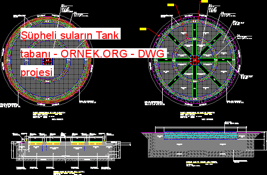 Şüpheli suların Tank tabanı Autocad Çizimi