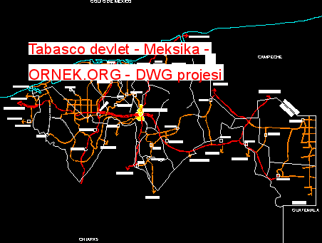 Tabasco devlet - Meksika Autocad Çizimi