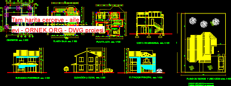 Tam harita çerçeve - aile evi Autocad Çizimi