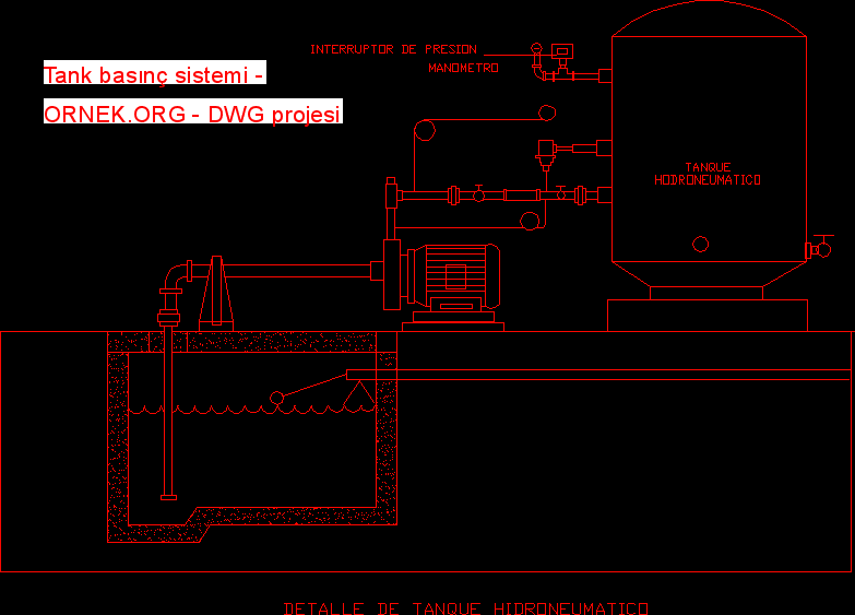 Tank basınç sistemi Autocad Çizimi