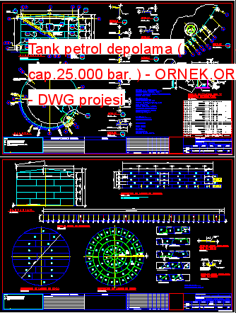 Tank petrol depolama ( cap.25.000 bar. ) Autocad Çizimi