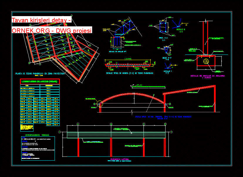 Tavan kirişleri detay Autocad Çizimi