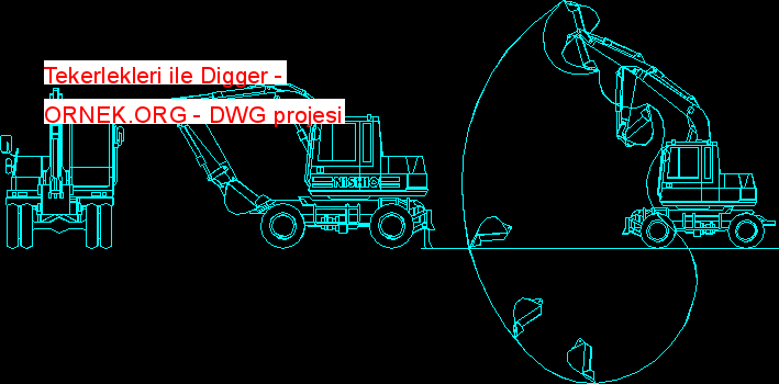 Tekerlekleri ile Digger Autocad Çizimi