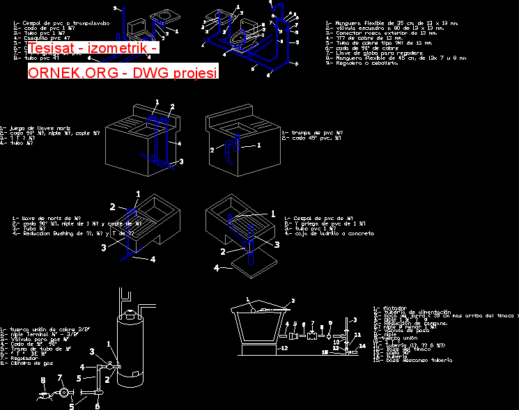 Tesisat - izometrik Autocad Çizimi
