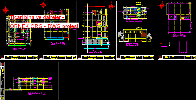 Ticari bina ve daireler Autocad Çizimi