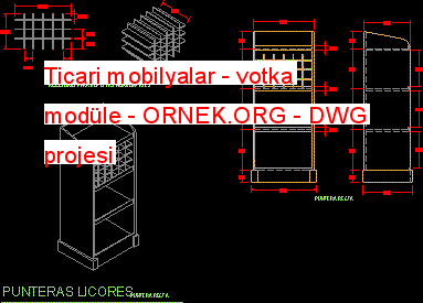 Ticari mobilyalar - votka modüle Autocad Çizimi